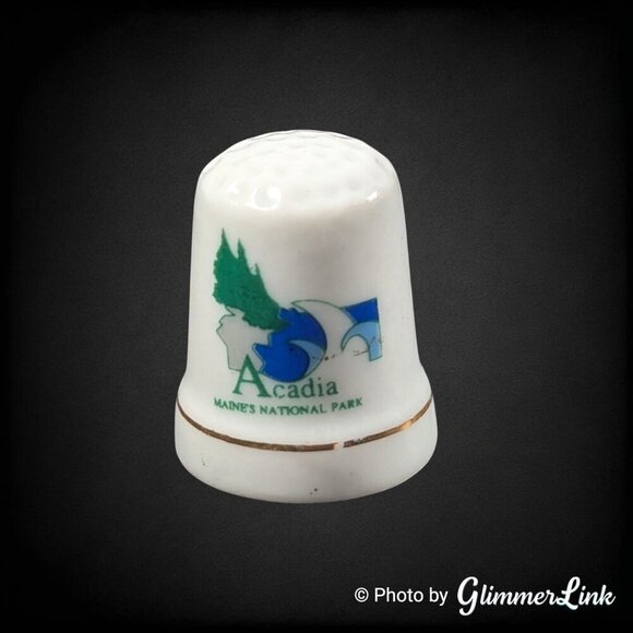 Acadia National Park Maine Souvenir Porcelain Collectible Thimble - Picture 1 of 10